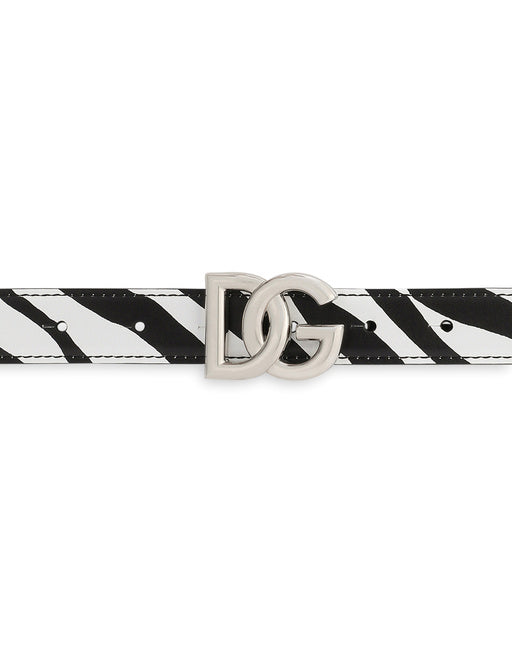 PRINTED CALFSKIN BELT WITH DG LOGO