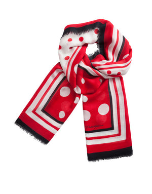 SILK AND CASHMERE SCARF WITH POLKA DOT PRINT (140 X 140)