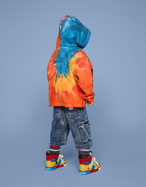 BLUE BLEACHED DENIM CARGO SHORTS