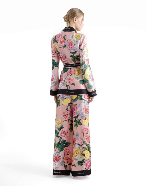 TWILL PAJAMA SHIRT WITH ROSE AND PEONY PRINT