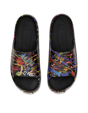 BEACHWEAR SLIDERS WITH COLOR SPLASH PRINT