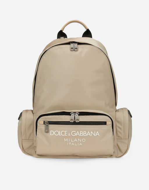 NYLON BACKPACK WITH RUBBERIZED LOGO