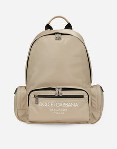 NYLON BACKPACK WITH RUBBERIZED LOGO