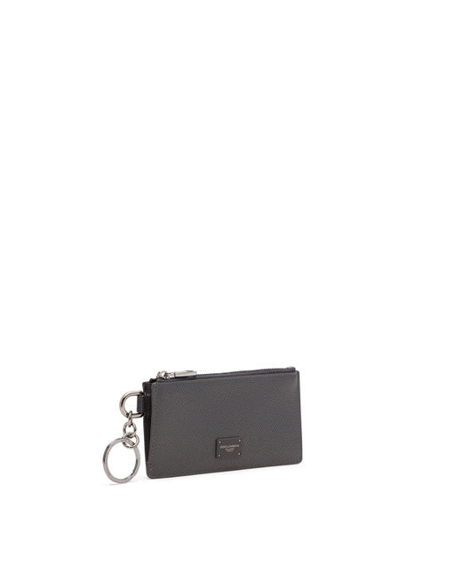 DAUPHINE CALFSKIN CARD HOLDER WITH RING BRANDED PLATE