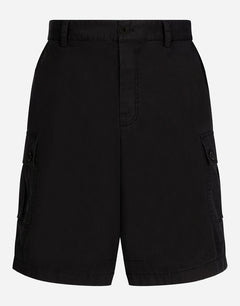 STRETCH COTTON CARGO PANTS WITH BRAND PLATE