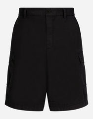STRETCH COTTON CARGO PANTS WITH BRAND PLATE