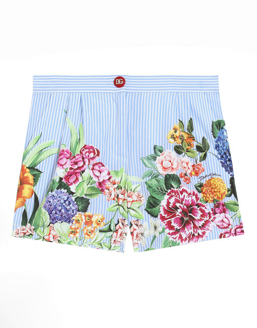 STRIPED POPLIN SHORTS WITH FLORAL PRINT