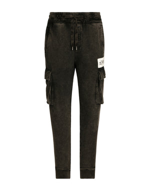 WASHED JERSEY CARGO PANTS WITH LOGO