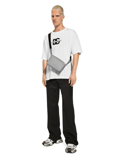 CALFSKIN CROSSBODY BAG WITH RAISED LOGO