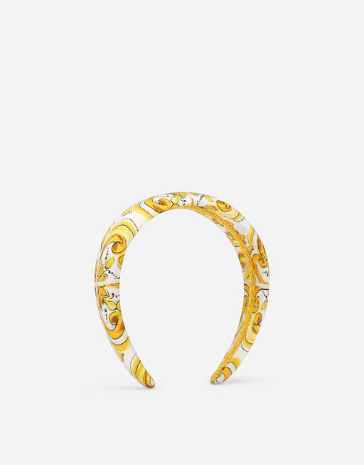 TWILL HAIRBAND WITH YELLOW MAJOLICA PRINT