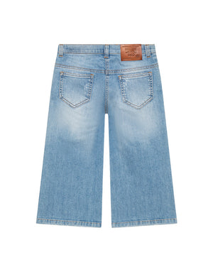 FLARED WASHED BLUE STRETCH JEANS
