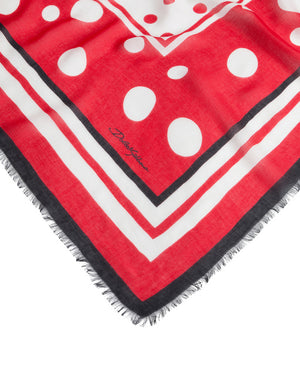 SILK AND CASHMERE SCARF WITH POLKA DOT PRINT (140 X 140)