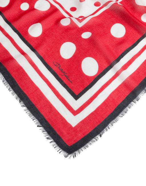 SILK AND CASHMERE SCARF WITH POLKA DOT PRINT (140 X 140)