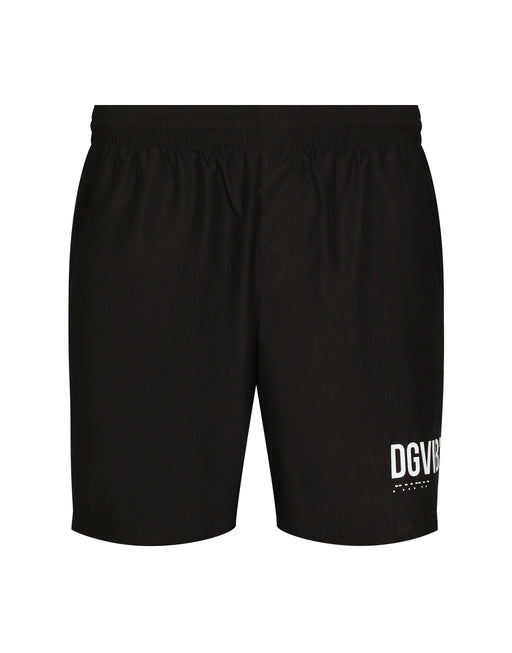 MID-LENGTH SWIM TRUNKS WITH DGVIB3 PRINT AND LOGO