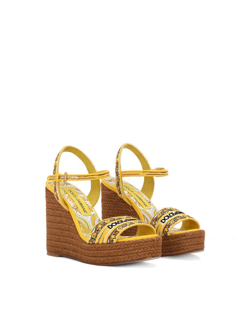 WEDGE SANDALS WITH MAJOLICA EMBROIDERY