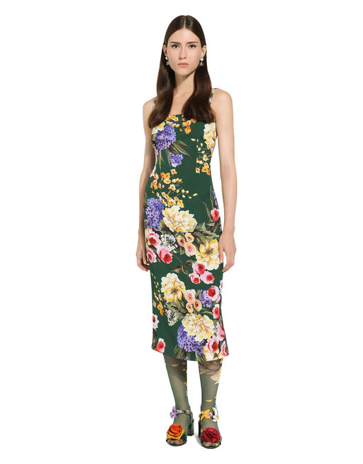 CHARMEUSE STRAPLESS DRESS WITH GARDEN PRINT