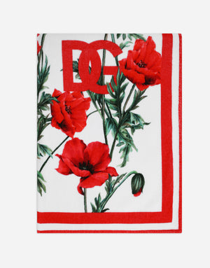 POPPY-PRINT TERRYCLOTH BEACH TOWEL