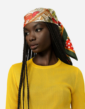 VEGETABLE-PRINT TWILL SCARF (90 X 90)