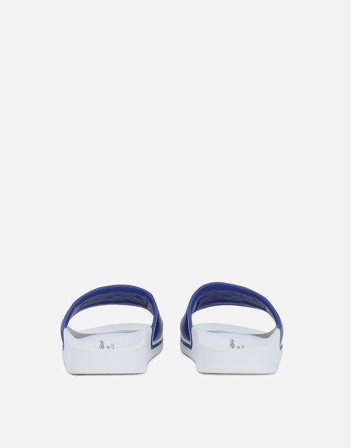 RUBBER AND CALFSKIN SLIDERS WITH LOGO PRINT