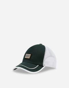 COTTON TRUCKER HAT WITH LOGO TAG AND MESH