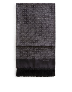 SILK JACQUARD SCARF WITH FRINGING