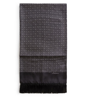 SILK JACQUARD SCARF WITH FRINGING