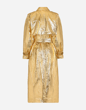 FOILED FABRIC TRENCH COAT