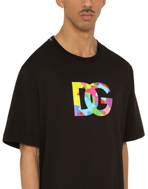 COTTON T-SHIRT WITH DG LOGO PRINT