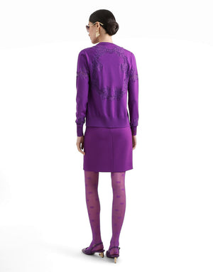 WOOL CARDIGAN WITH LACE