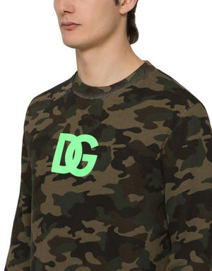 JERSEY SWEATSHIRT WITH CAMOUFLAGE PRINT AND DG LOGO
