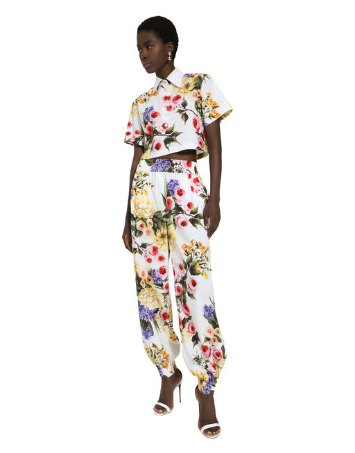 GARDEN-PRINT BALLOON PANTS