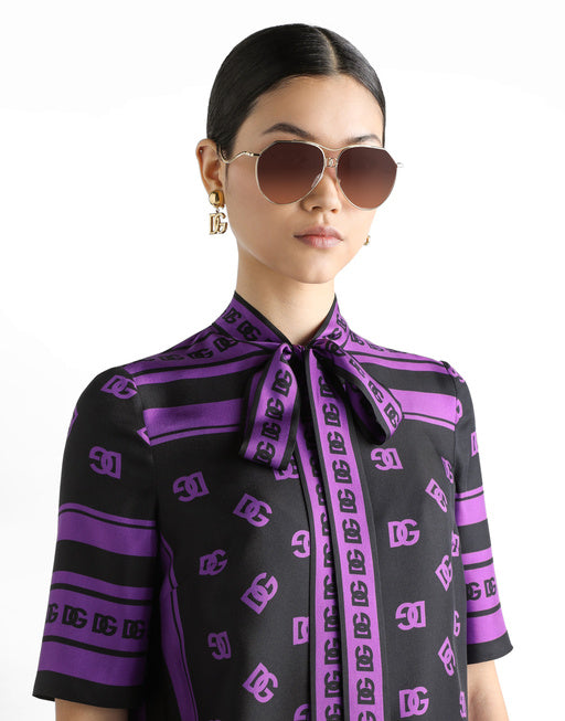 DG LOGO ALL-OVER PRINT SILK TOP