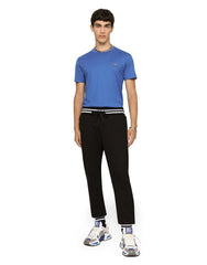 COTTON V-NECK T-SHIRT WITH BRANDED PLATE
