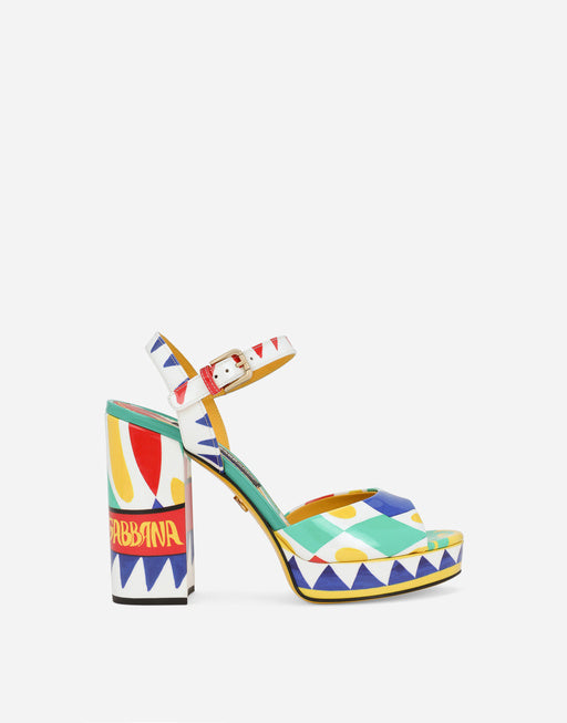 POLISHED CALFSKIN PLATFORM SANDALS