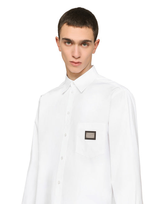 COTTON MARTINI-FIT SHIRT WITH BRANDED TAG