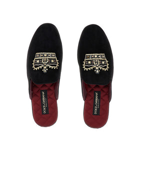 SLIPPERS IN SUEDE WITH EMBROIDERY