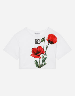 POPPY-PRINT JERSEY T-SHIRT