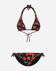 CHERRY-PRINT TRIANGLE BIKINI
