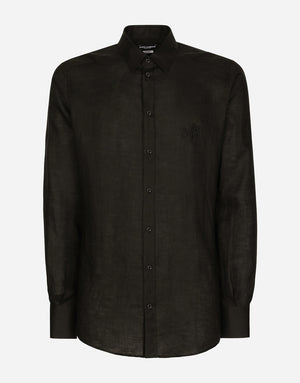 LINEN MARTINI-FIT SHIRT WITH DG EMBROIDERY
