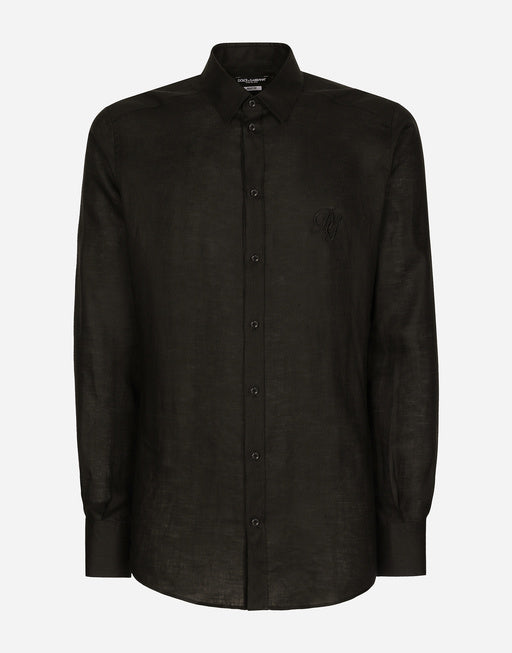 LINEN MARTINI-FIT SHIRT WITH DG EMBROIDERY