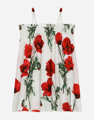 POPPY-PRINT POPLIN SUN DRESS