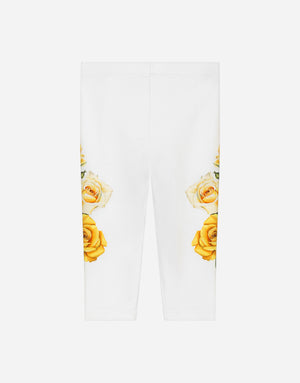 INTERLOCK LEGGINGS WITH YELLOW ROSE PRINT