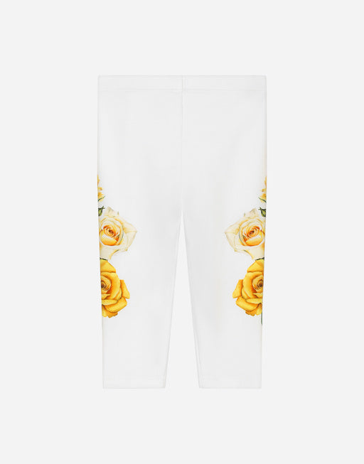 INTERLOCK LEGGINGS WITH YELLOW ROSE PRINT