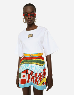 CARRETTO-PRINT COTTON SHORTS