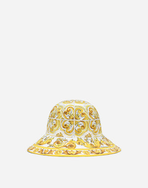 POPLIN BUCKET HAT WITH YELLOW MAJOLICA PRINT