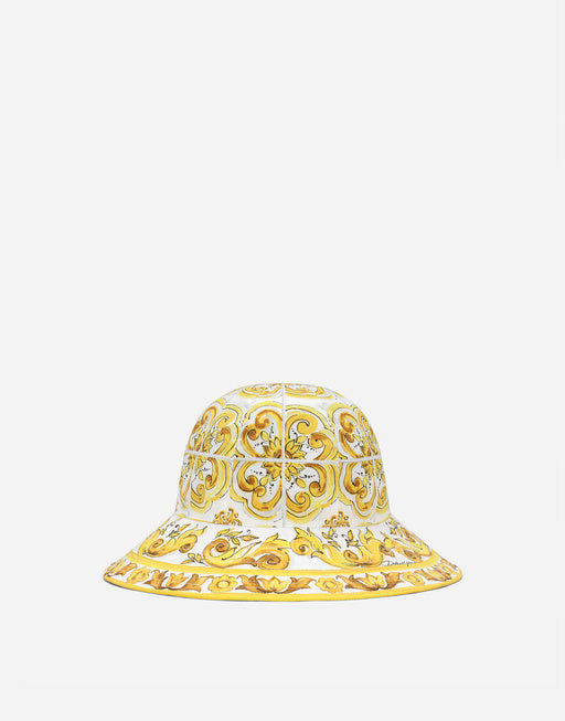POPLIN BUCKET HAT WITH YELLOW MAJOLICA PRINT