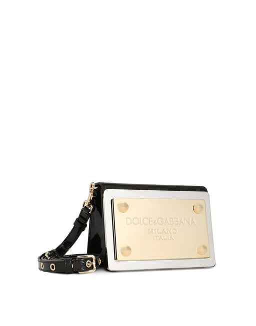 PATENT LEATHER 90S SICILY CLUTCH WITH BRANDED PLATE