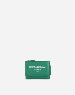 CALFSKIN FRENCH FLAP WALLET WITH LOGO