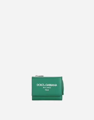 CALFSKIN FRENCH FLAP WALLET WITH LOGO