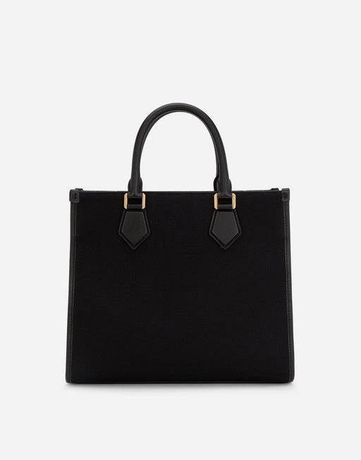 CANVAS SHOPPER WITH CALFSKIN NAPPA DETAILS